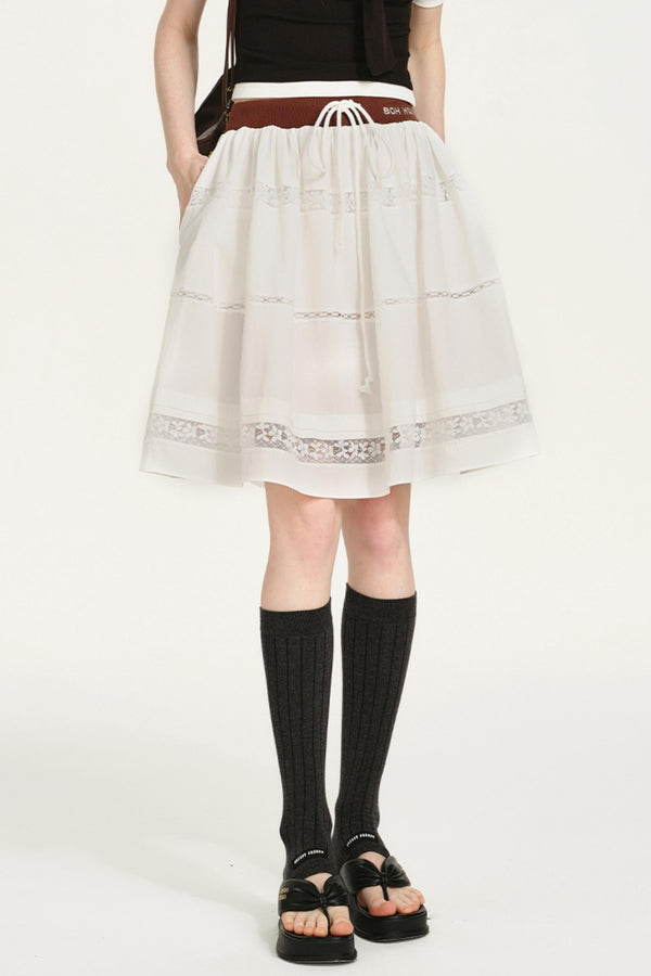 Lace-Panel Bustier Skirt