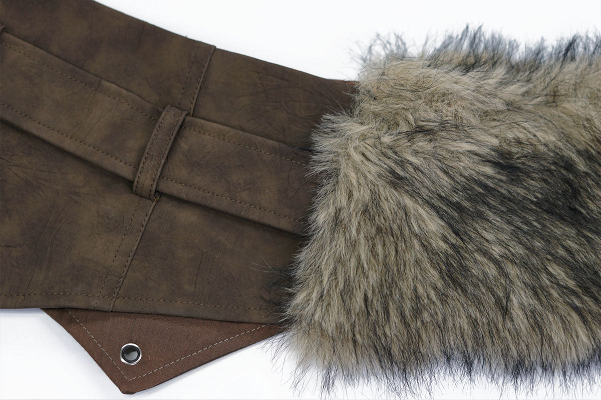 Leather Patchwork Fur Skirt  Belt