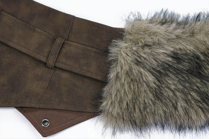 Leather Patchwork Fur Skirt  Belt
