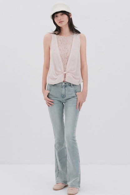 Butterfly Linen Blend Vest Style Top