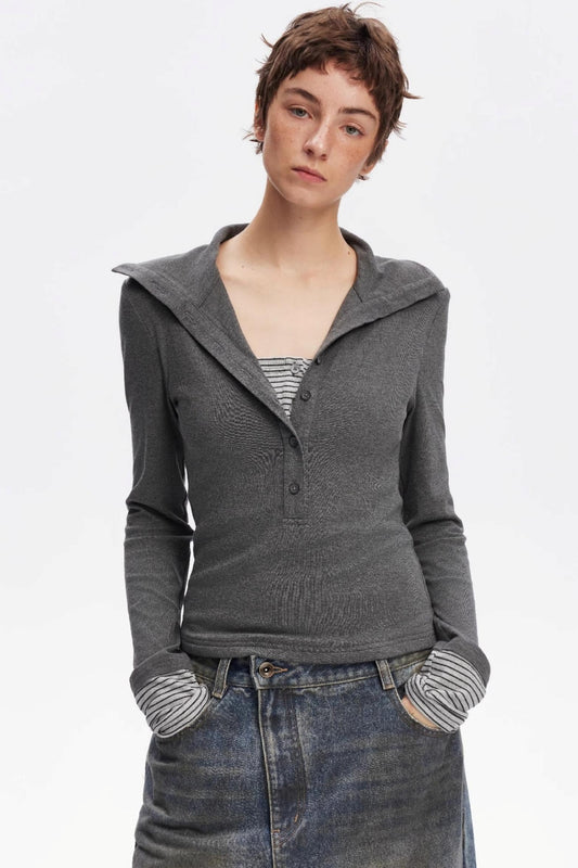 Henry Collar Knitted Top