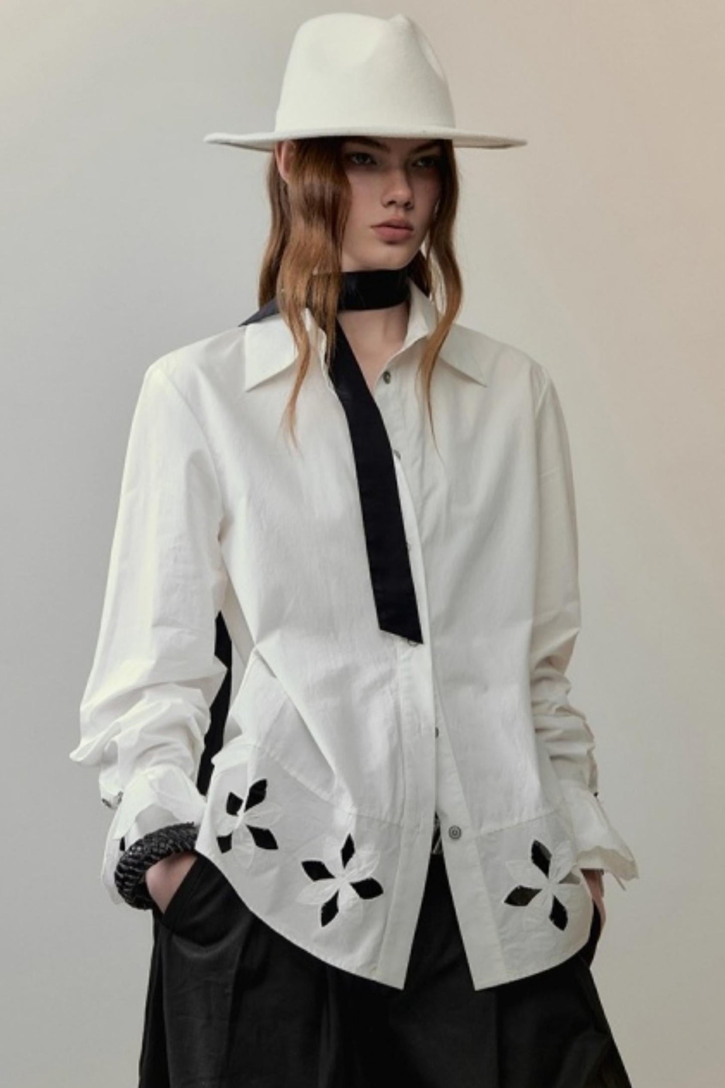 Lace Floral Embroidery Shirt Set-Up