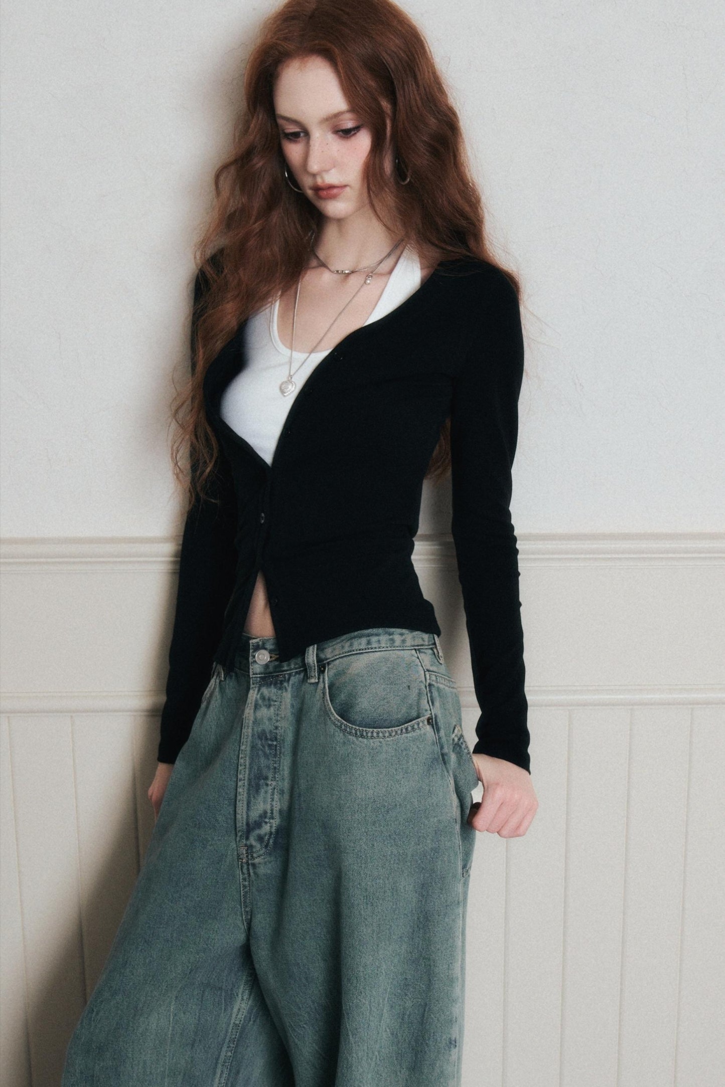 Layered Suspender Cardigan