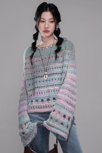 Sea Foam Wool Knit Pullover Top