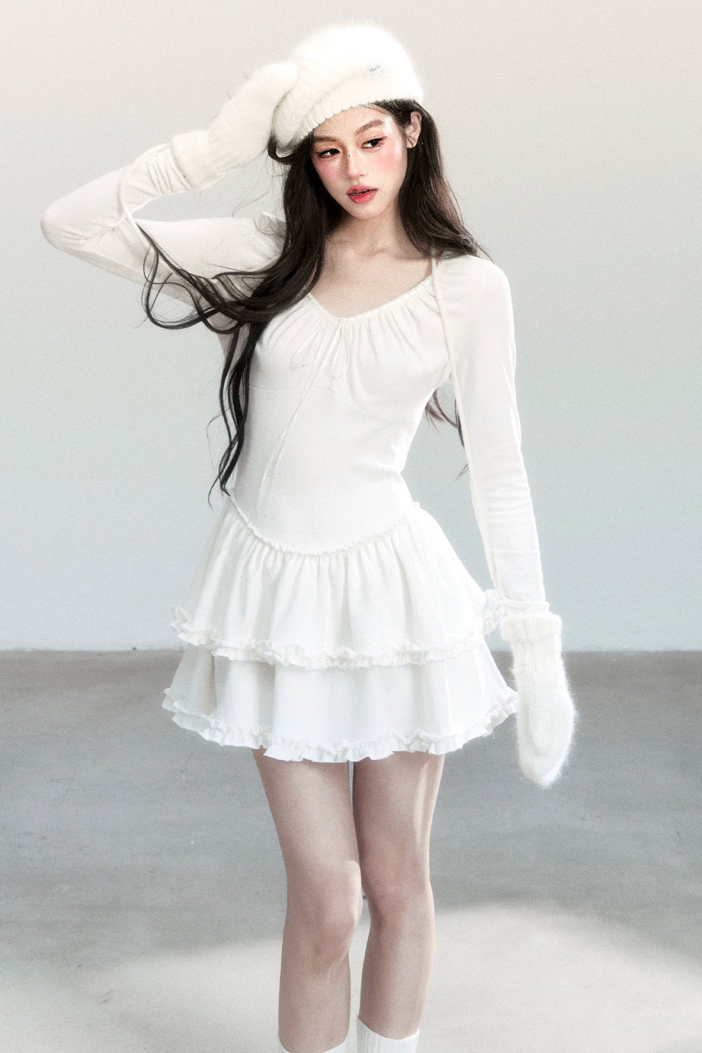 Ballet V-Neck Knit Dress