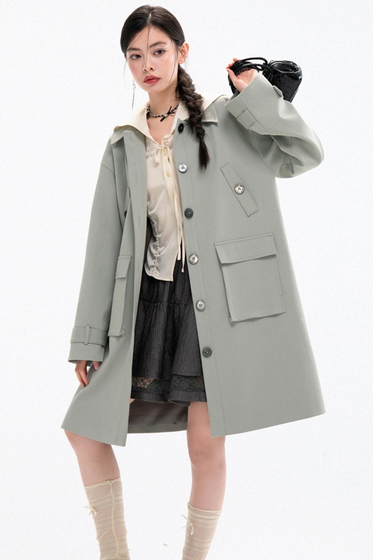 Elegant Lyocell Wool Long Coat