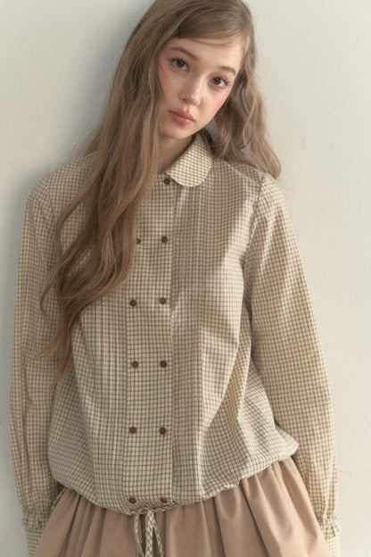 Vintage White Plaid Long Sleeve Inner Shirt