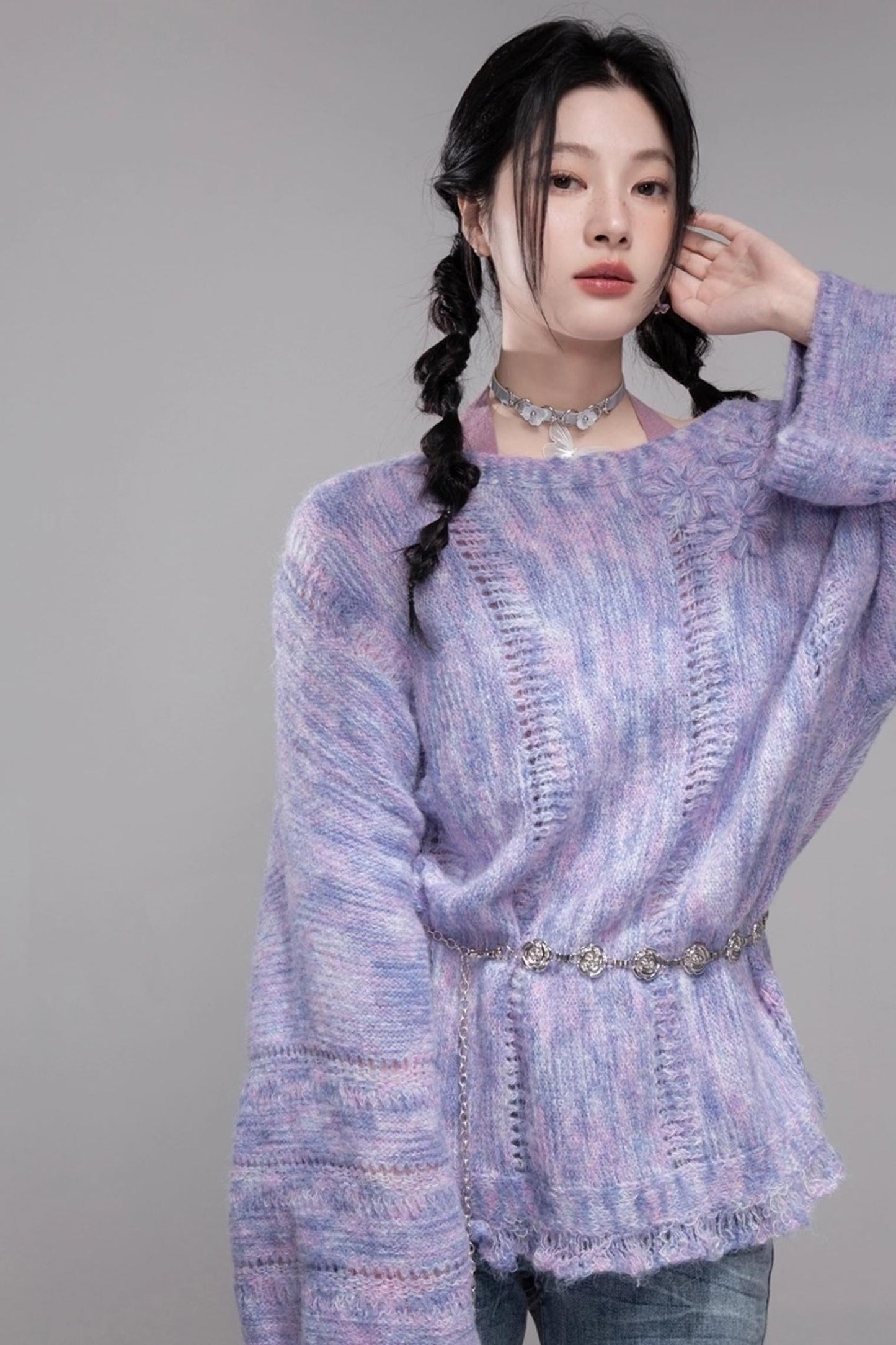 Mist Floral Wool Pullover Top