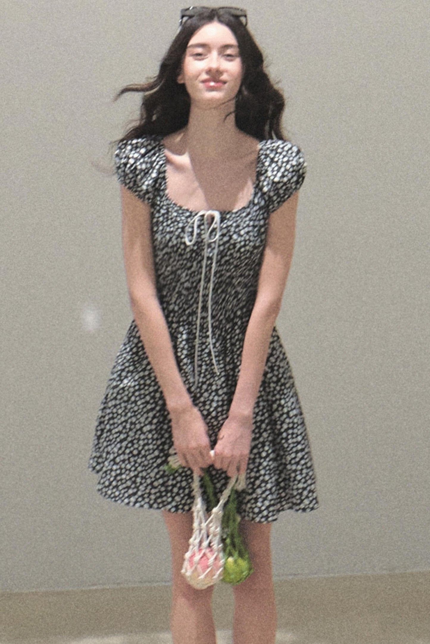 Drawstring Graffiti Dress