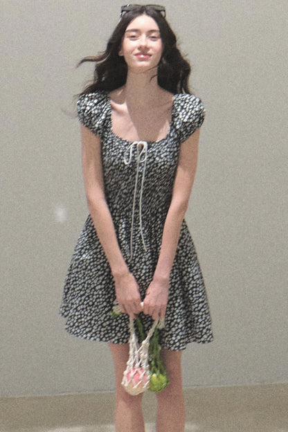 Drawstring Graffiti Dress