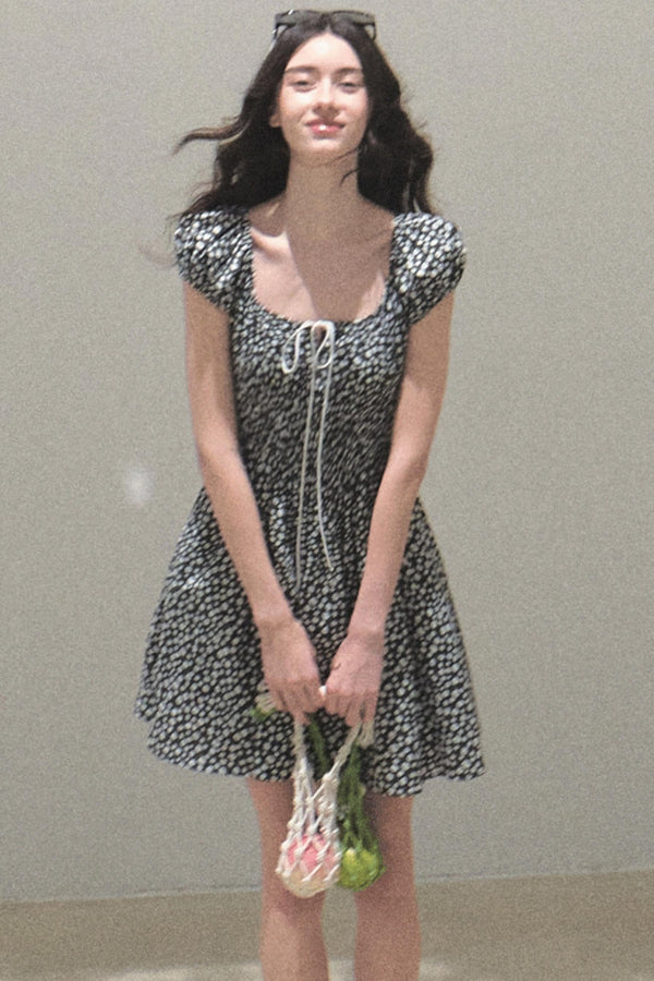 Drawstring Graffiti Dress