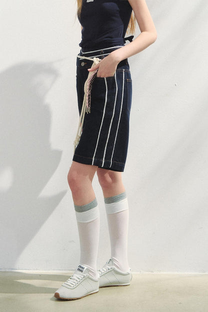 Vintage Dot Lace Denim Pants