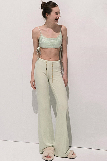 Basic Lace Paneled Stretch Suspender Satin Top