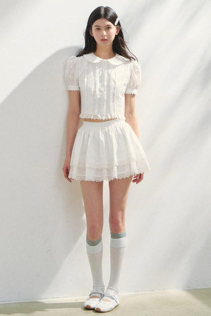 Minty Checks Skirt Shirt Set-Up