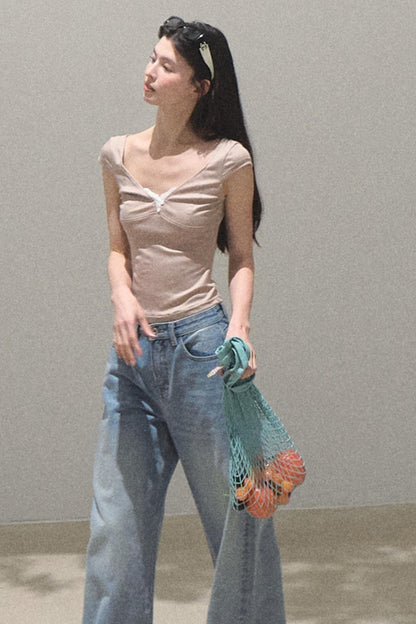 Lace Whisper V-Neck Tee