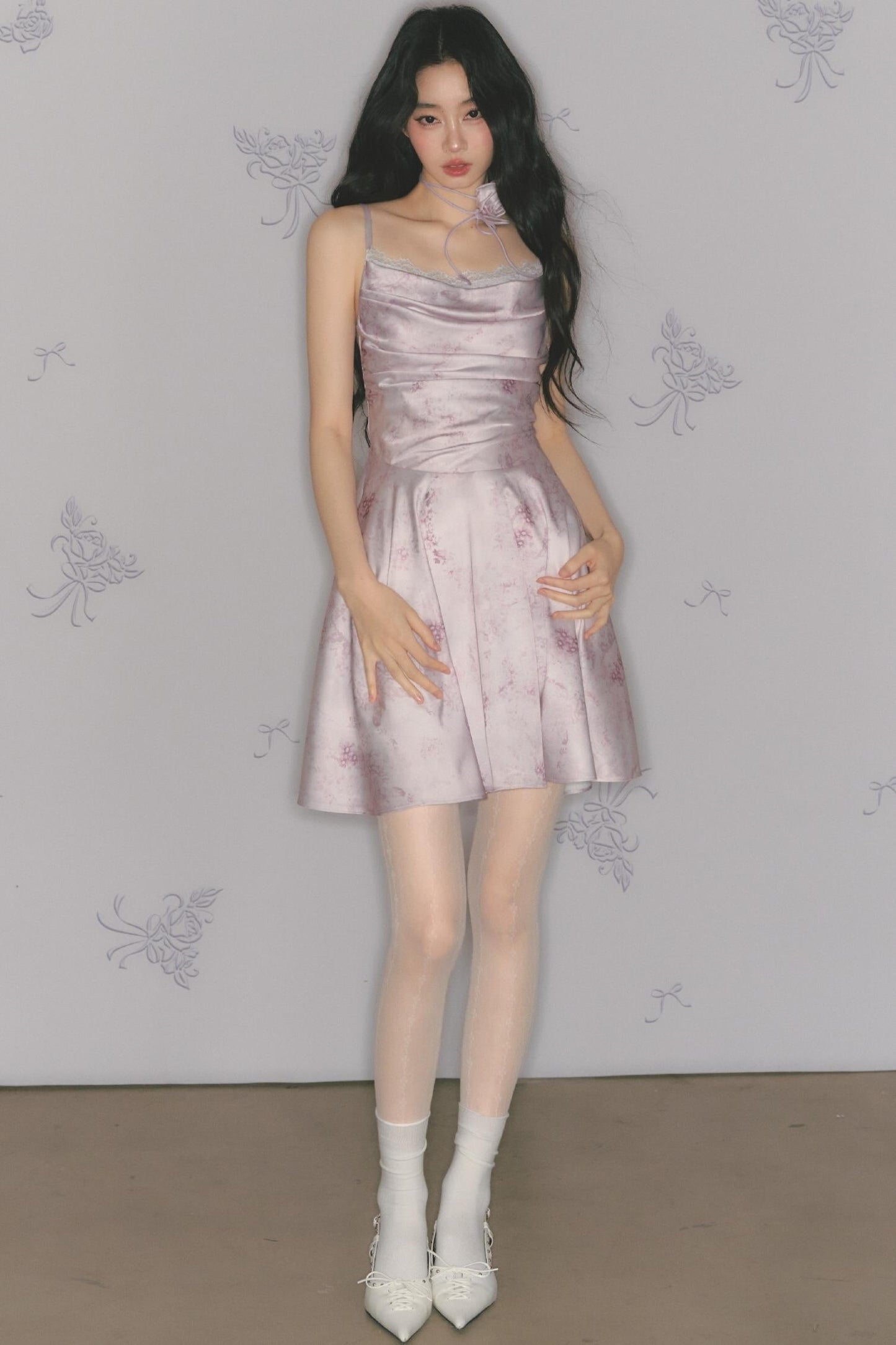 Elegant Purple Pleated Dress