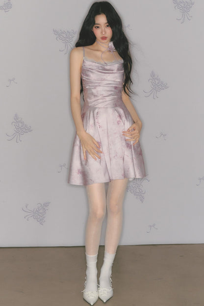 Elegant Purple Pleated Dress