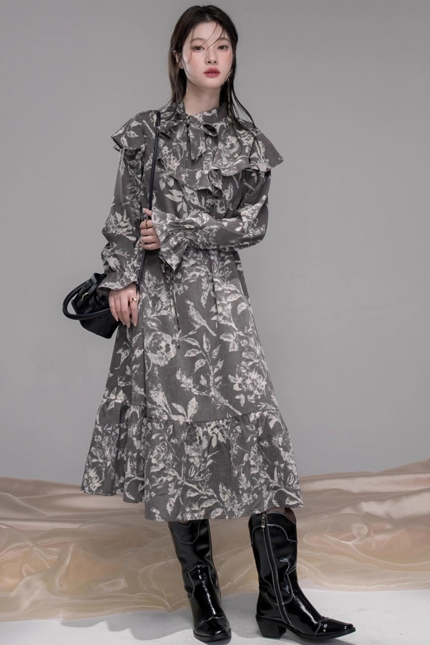 Smart Ink Shawl Collar Dress