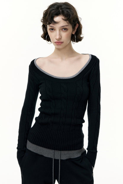 Crew Neck Tencel Wool Knit Sweater