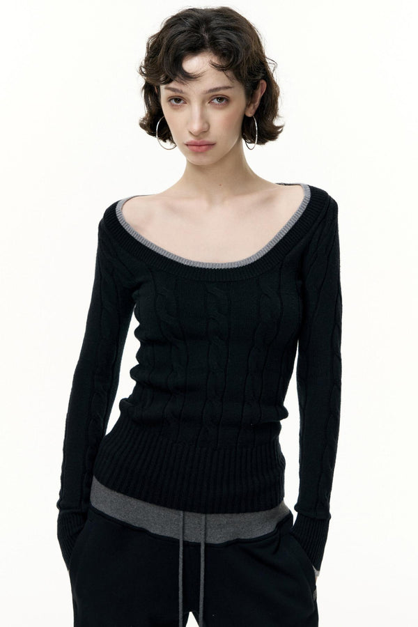 Crew Neck Tencel Wool Knit Sweater