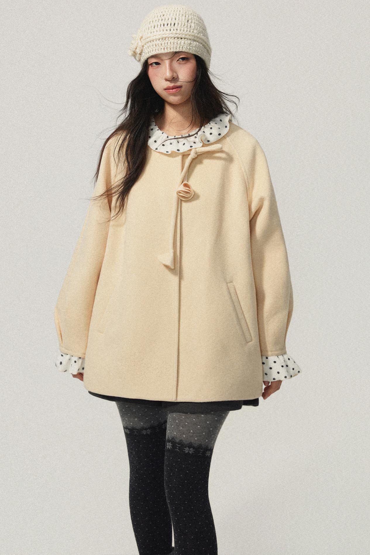 Ruffled Neck Polka Dot Top