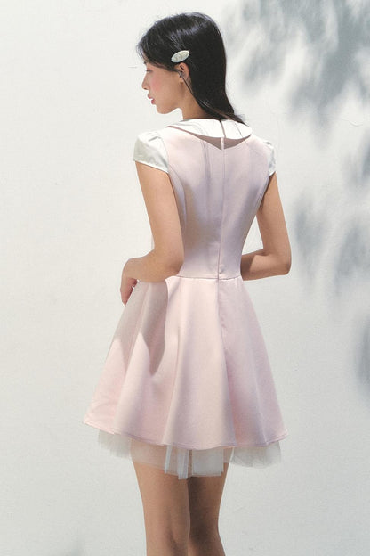 Blue Mesh Poncho Dress