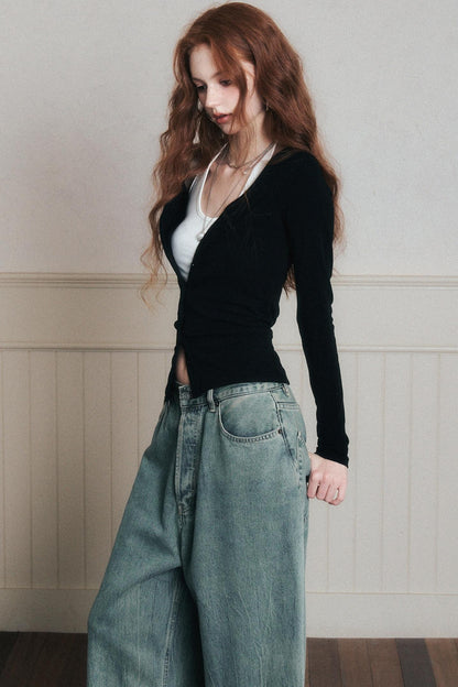 Layered Suspender Cardigan