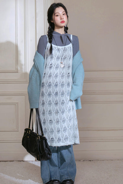 Layering Gray and Blue Sundress Set