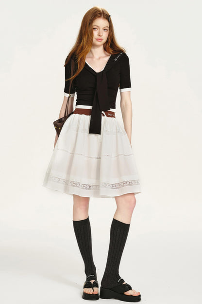 Embroidered Navy Knit Sweater