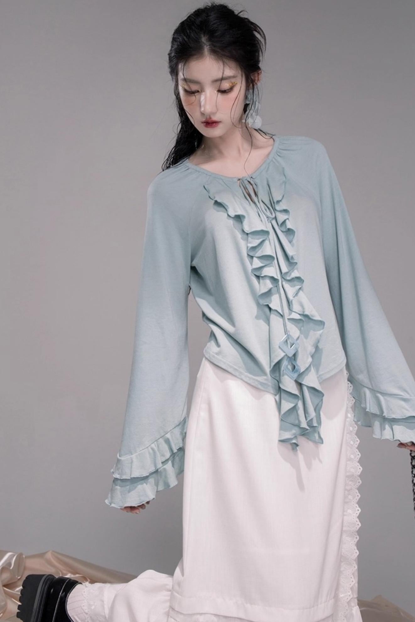 Dynamic Blue Wool Shirt