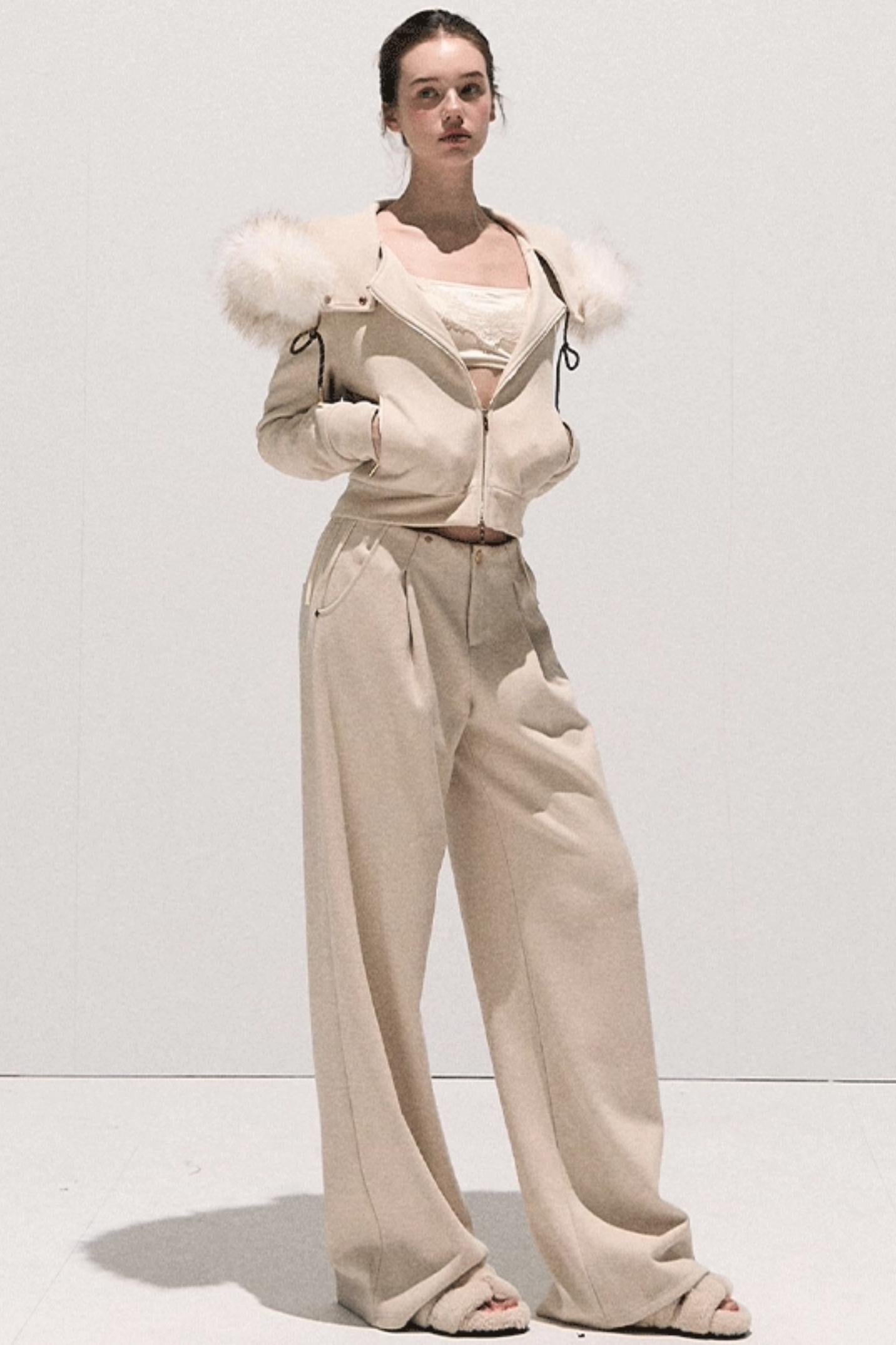 High-Waisted Wool Trousers