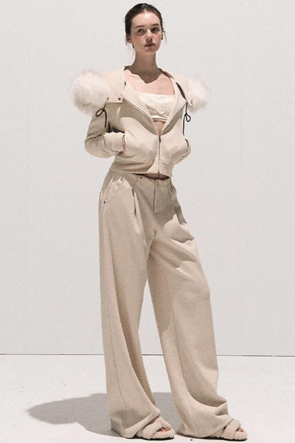High-Waisted Wool Trousers