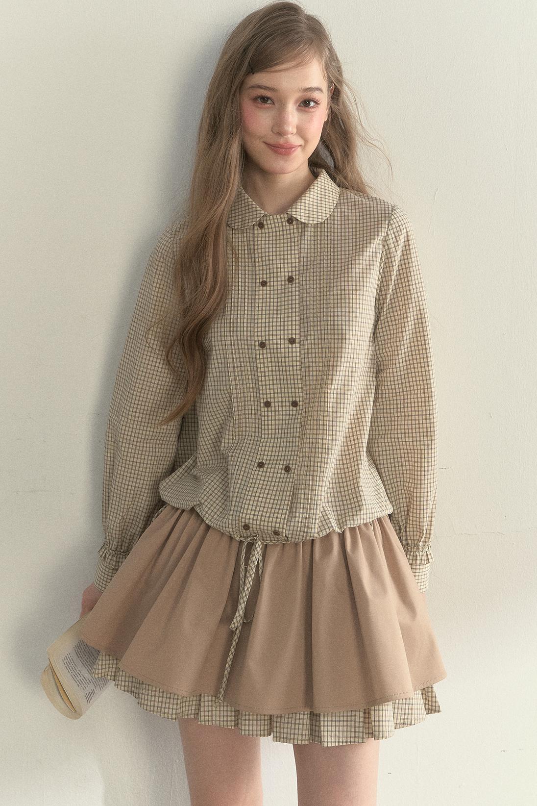 Vintage White Plaid Long Sleeve Inner Shirt