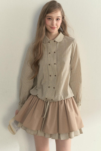 Vintage White Plaid Long Sleeve Inner Shirt