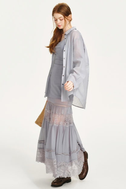 Sheer Romantic Backless Dress Set-Up