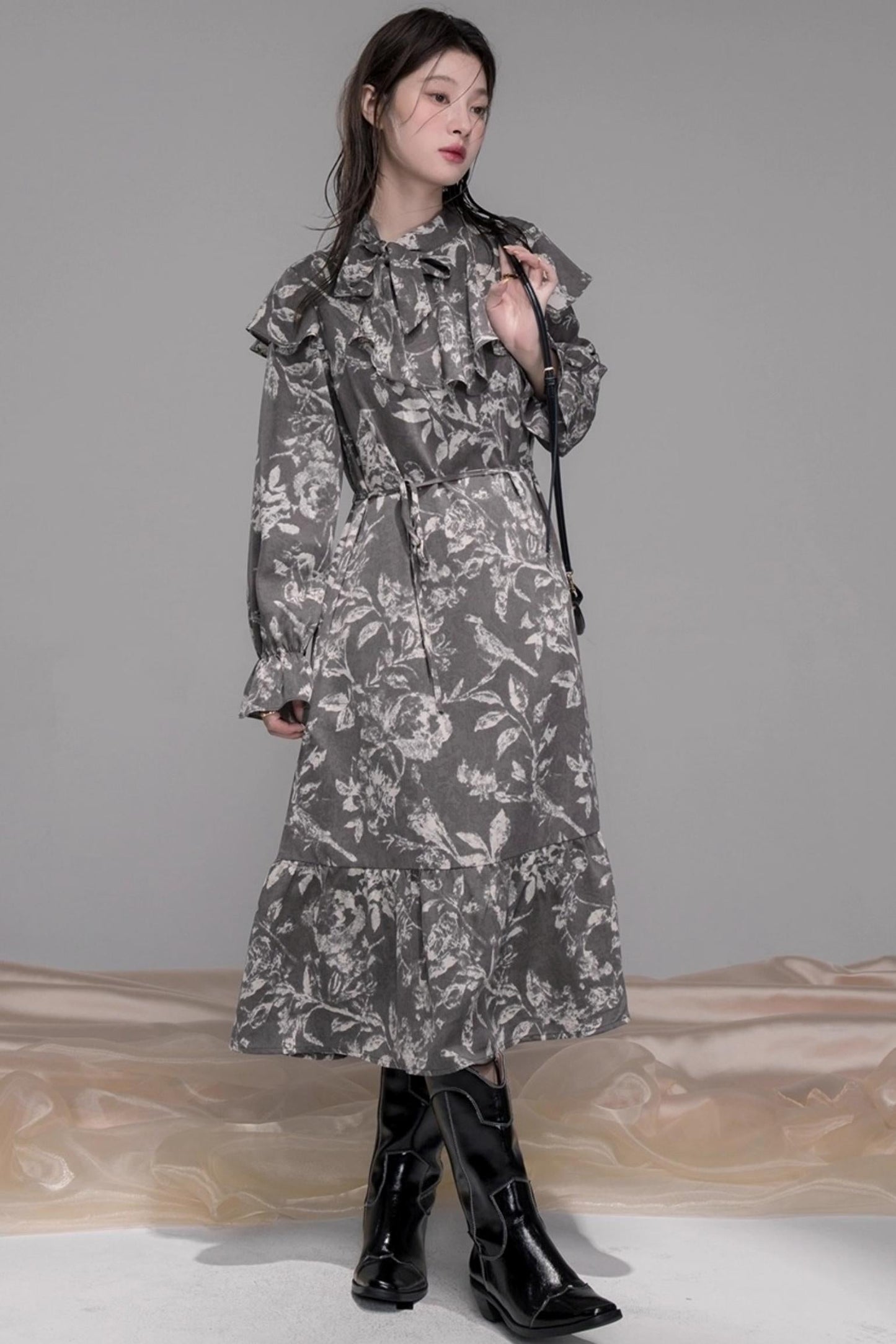 Smart Ink Shawl Collar Dress