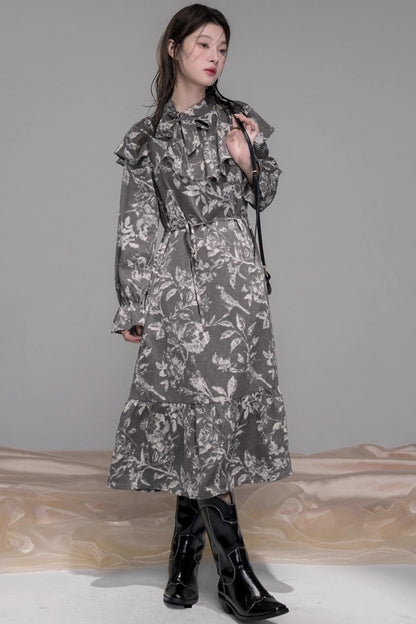 Smart Ink Shawl Collar Dress