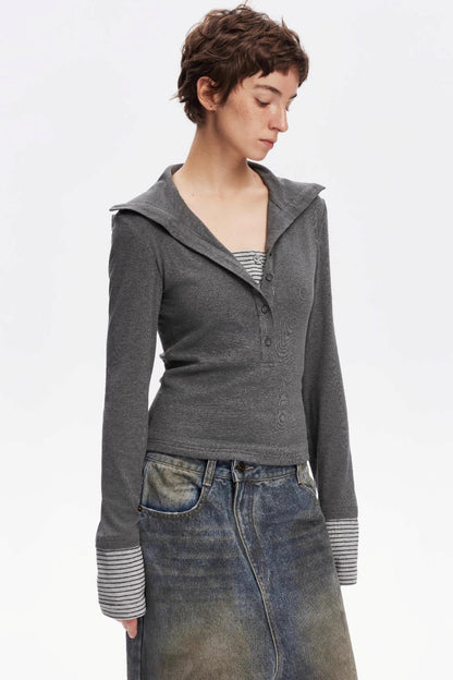 Henry Collar Knitted Top