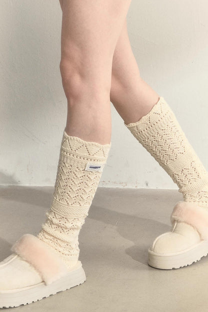 Wool Blend Crochet Layered Woolen Socks