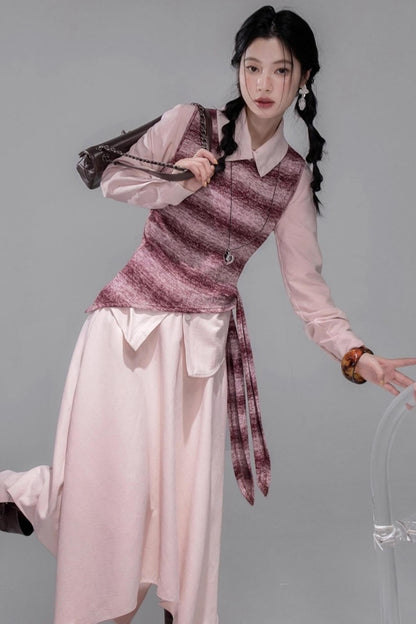 Berry Purple Chimney Collar Shirt Set-Up