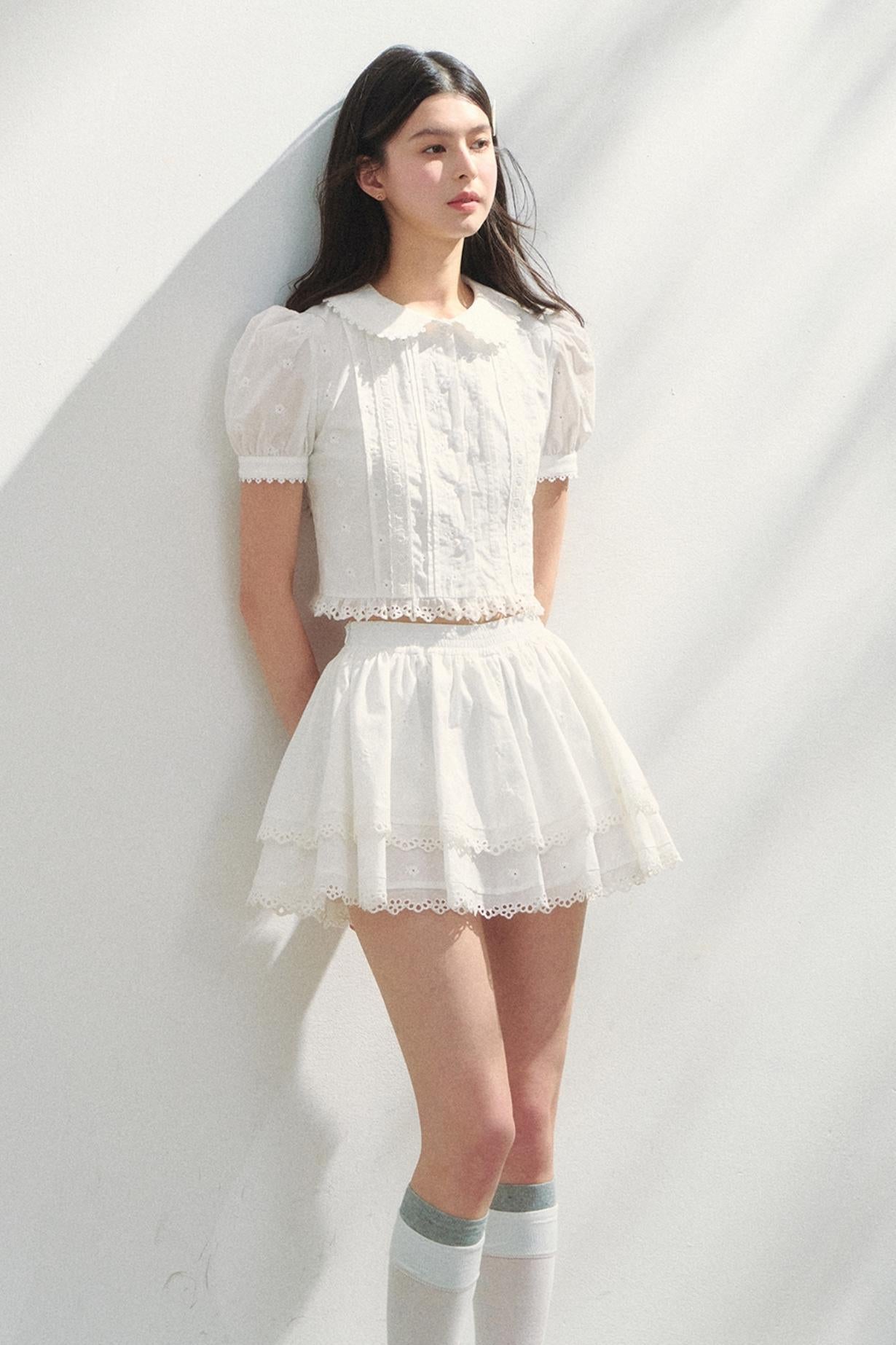 Minty Checks Skirt Shirt Set-Up