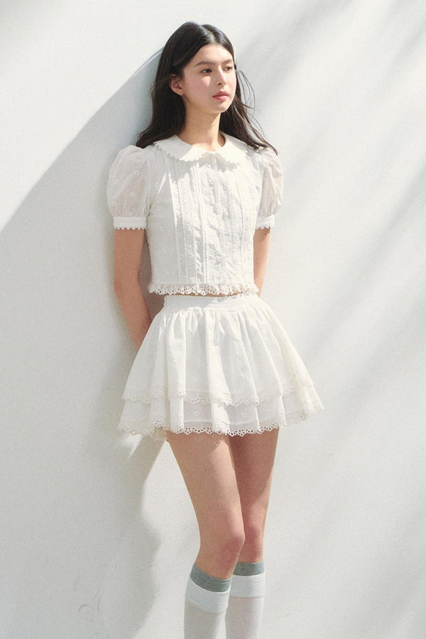 Minty Checks Skirt Shirt Set-Up