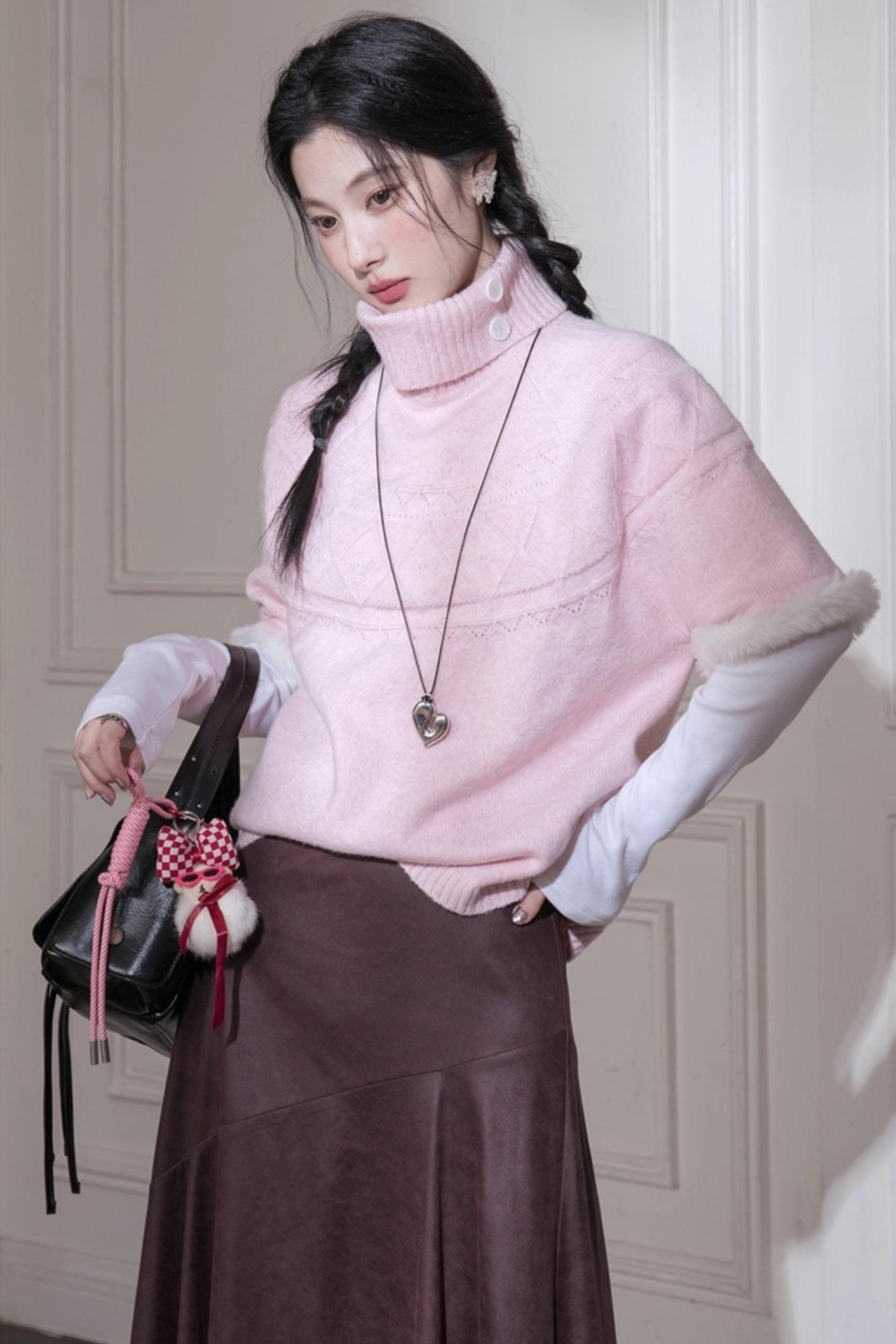 Velvet Bat Sleeve Knitted Sweater Set