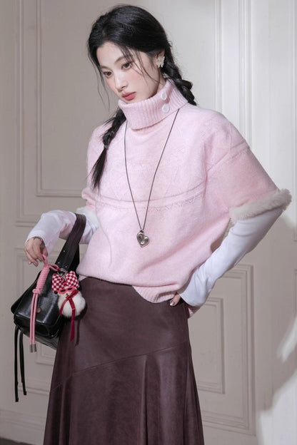 Velvet Bat Sleeve Knitted Sweater Set