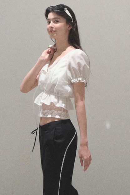 Bubble Sleeve Smock Shirt