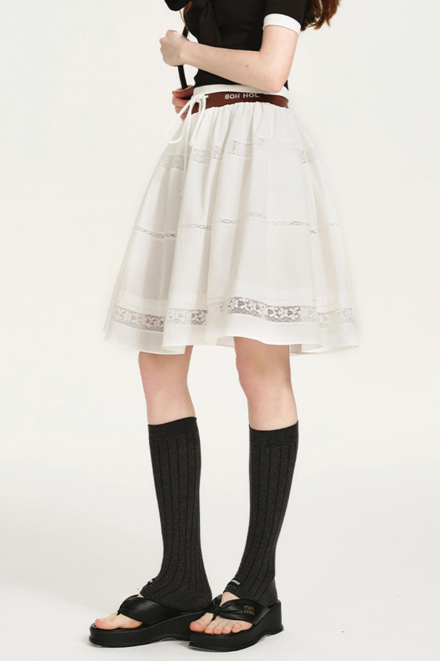 Lace-Panel Bustier Skirt