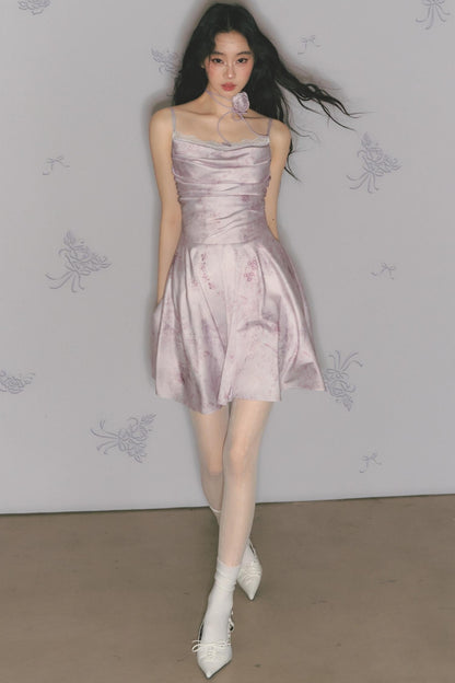 Elegant Purple Pleated Dress