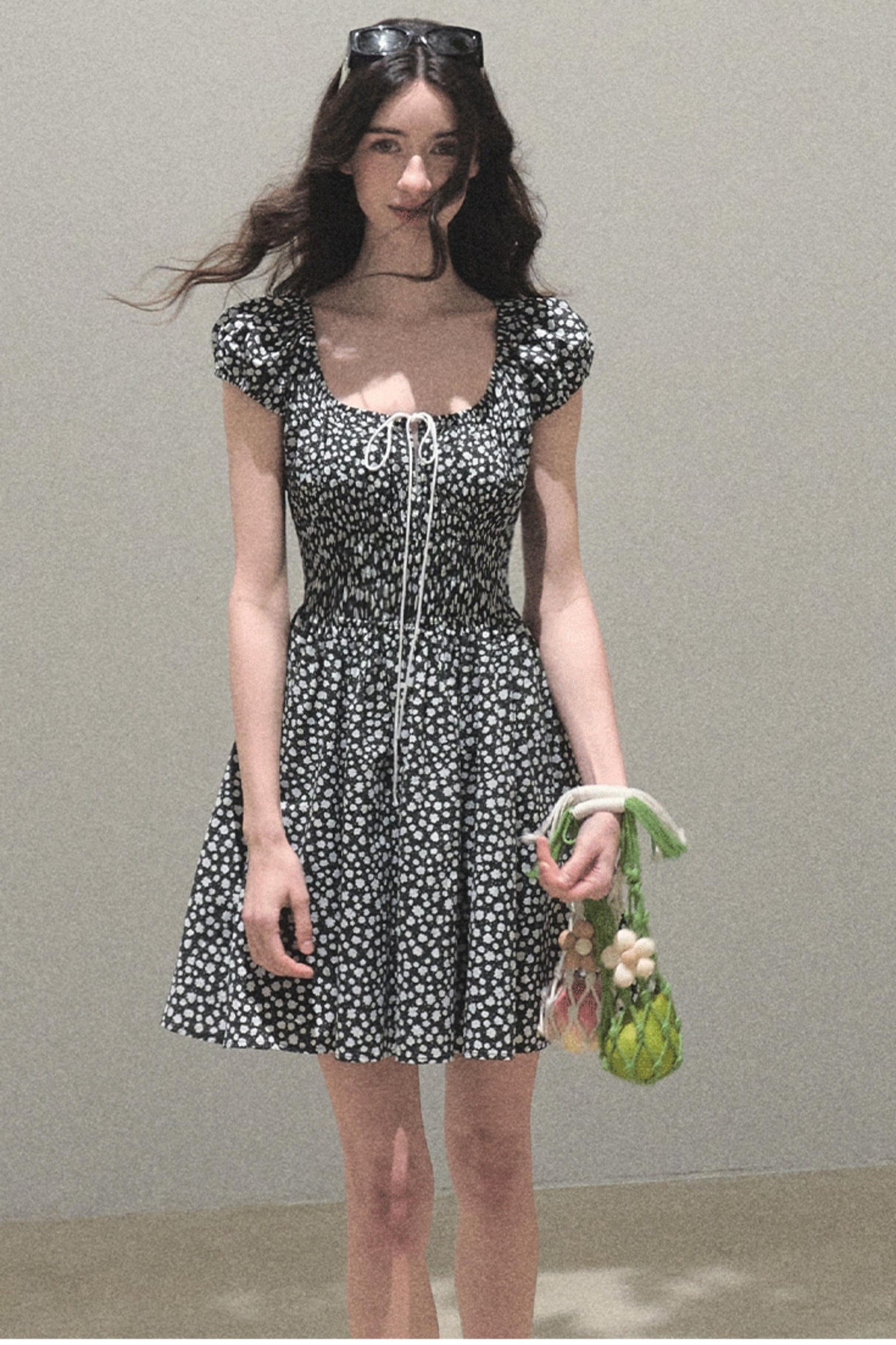 Drawstring Graffiti Dress