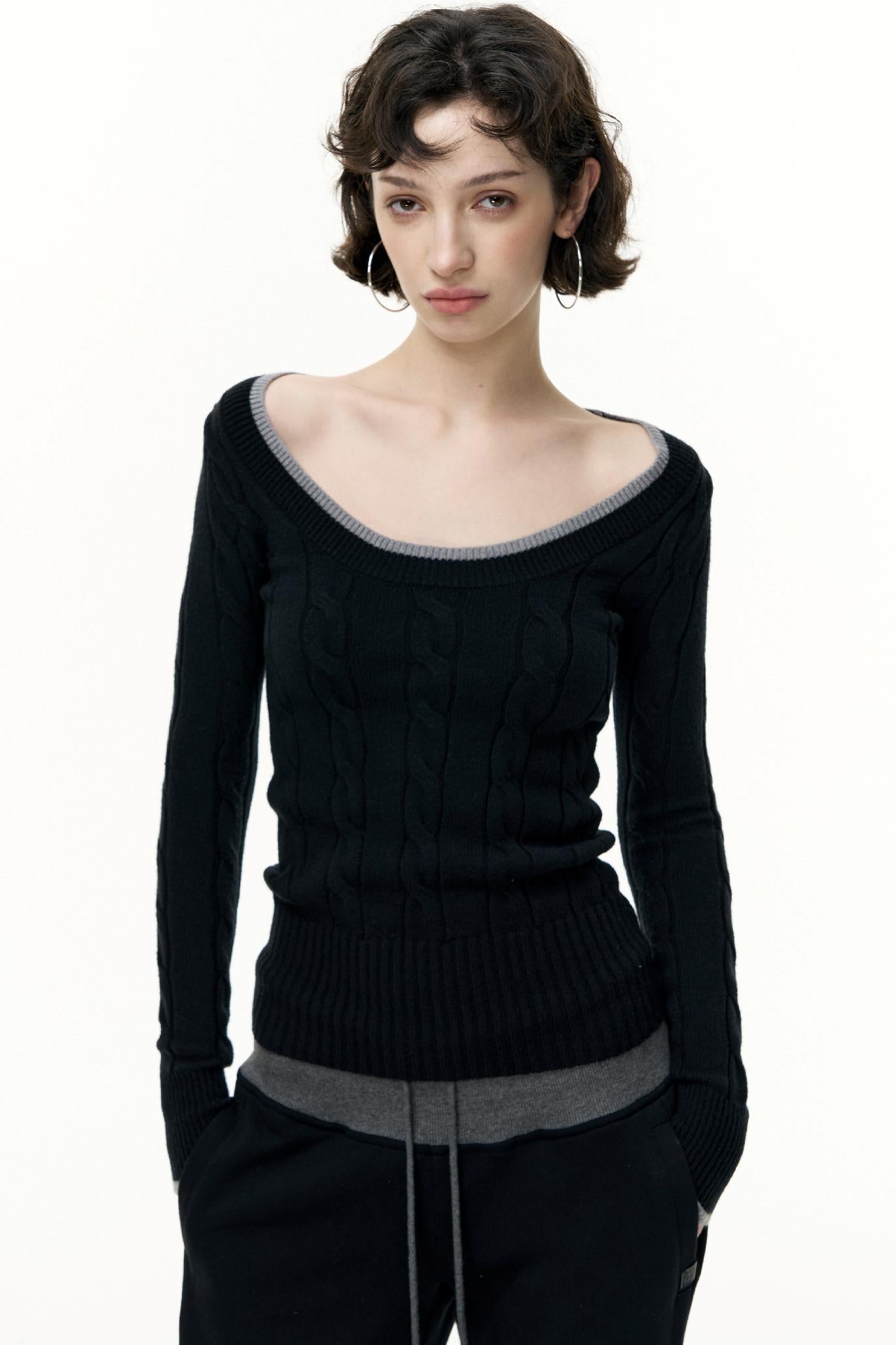 Crew Neck Tencel Wool Knit Sweater
