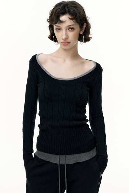 Crew Neck Tencel Wool Knit Sweater